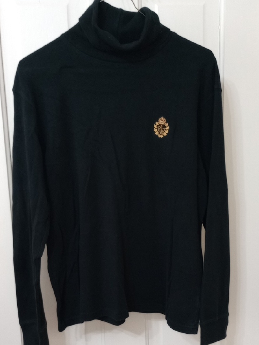 LAUREN RALPH LAUREN  Black Turtleneck Sweater with Gold Crest